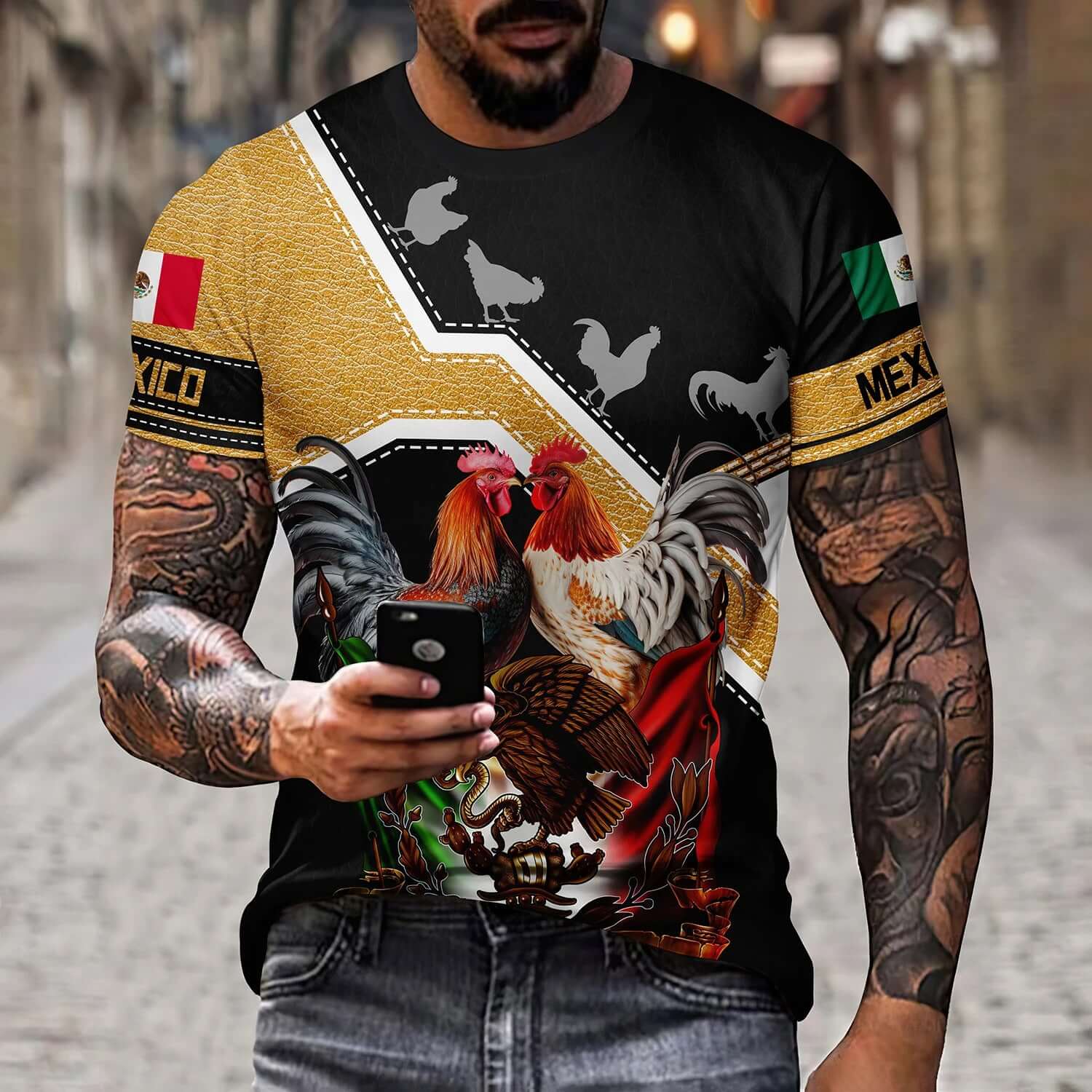 Eagle And Snake T-shirt Loose Round Neck Men&
