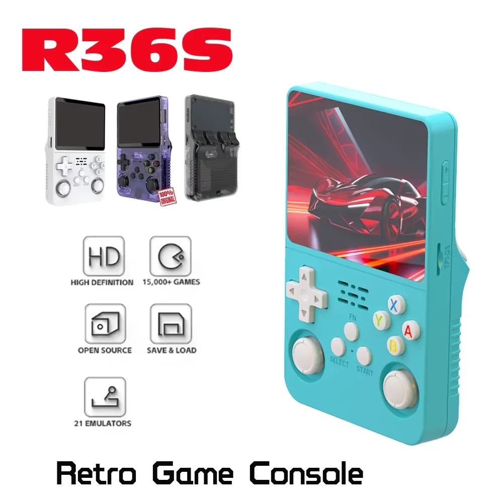 Open Source R36S Retro Handheld Console Linux System 3.5 Inch IPS Screen Portable Pocket Video Player Boy Gift 64G