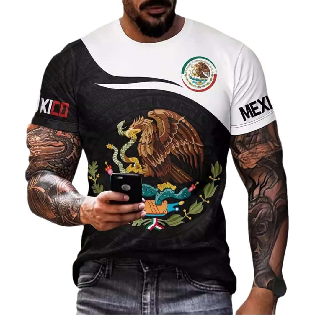 Eagle And Snake T-shirt Loose Round Neck Men&