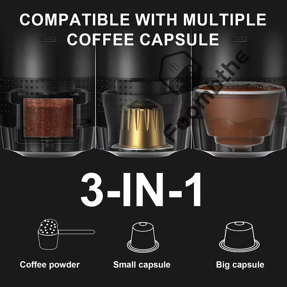 Draagbare Espresso Machine 3-in-1 for Car & Home Camping Coffee Maker 3-In-1 Capsule Powder Travel Coffee Maker