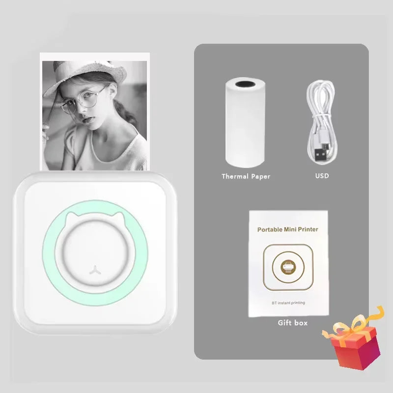 Mini Draadloze Thermische Printer Photo Pocket Thermal Label Printer 58Mm Printing Wireless Bluetooth Android IOS
