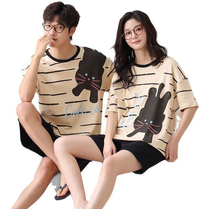 Outdoor Wear Loose Short-sleeved Shorts Couple Pajamas