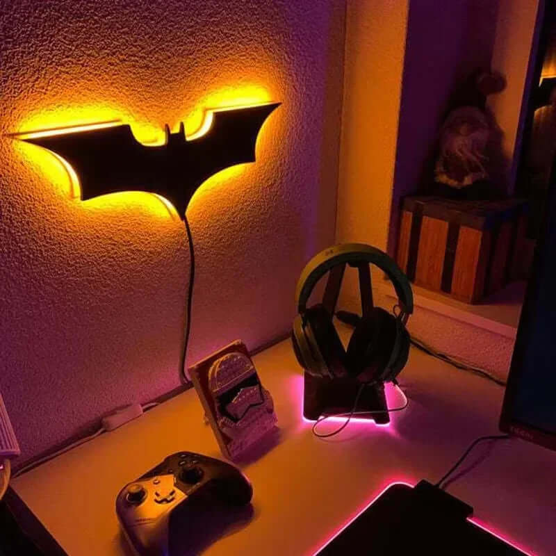 Creative 3D Batman Wandlamp RGB LED Mirror Light with Remote Control for Bedroom Living Room Porch Passage