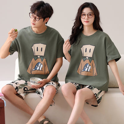 Outdoor Wear Loose Short-sleeved Shorts Couple Pajamas