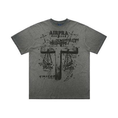 Printed Cotton Short-sleeved T-shirt Men&