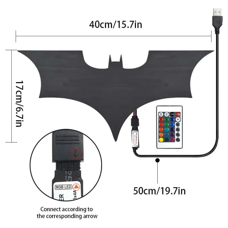 Creative 3D Batman Wandlamp RGB LED Mirror Light with Remote Control for Bedroom Living Room Porch Passage