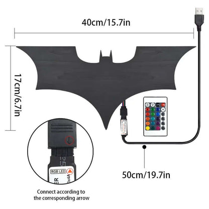 Creative 3D Batman Wandlamp RGB LED Mirror Light with Remote Control for Bedroom Living Room Porch Passage