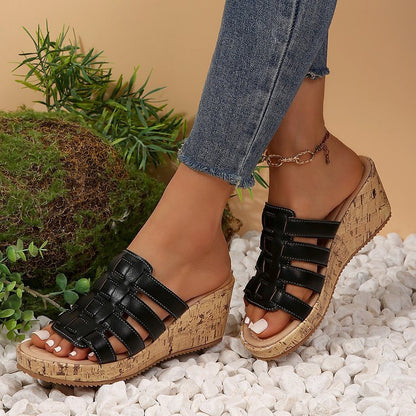 New European And American Wedge Peep Toe Roman Style Sandals