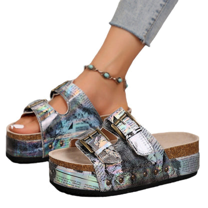 Large Size Thick-soled Boken Rivet Sandals