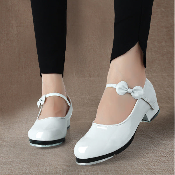 Girls Soft Bottom Glossy Bow Dance Shoe