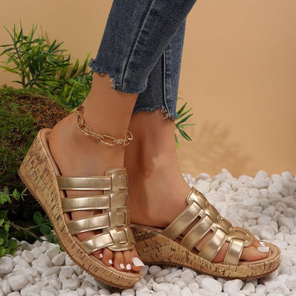 New European And American Wedge Peep Toe Roman Style Sandals