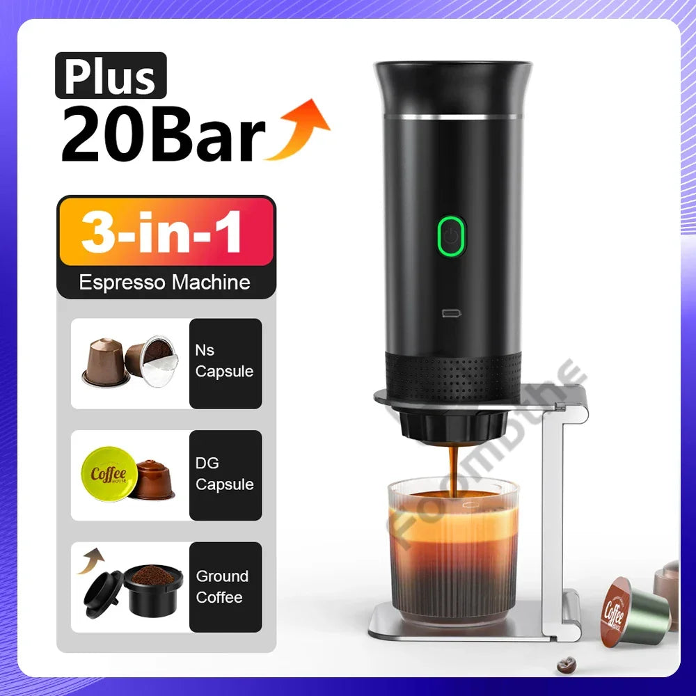 Draagbare Espresso Machine 3-in-1 for Car &amp; Home Camping Coffee Maker 3-In-1 Capsule Powder Travel Coffee Maker