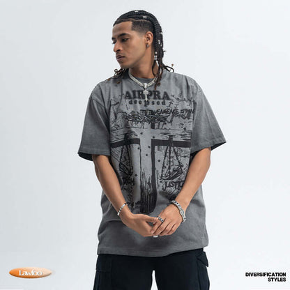 Printed Cotton Short-sleeved T-shirt Men&