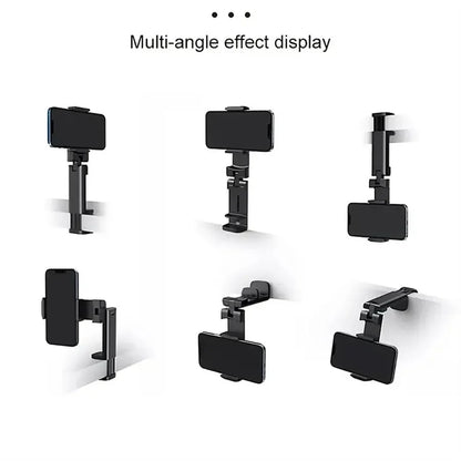 Opvouwbare 360 graden Telefoonhouder toont verschillende hoeken voor handsfree gebruik van smartphones.