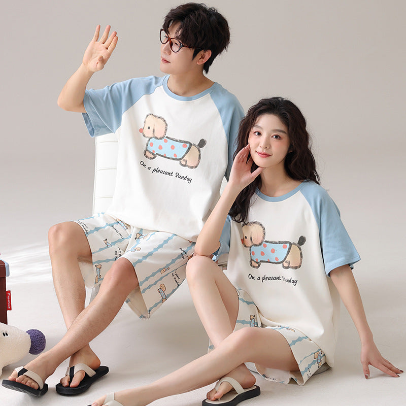 Outdoor Wear Loose Short-sleeved Shorts Couple Pajamas