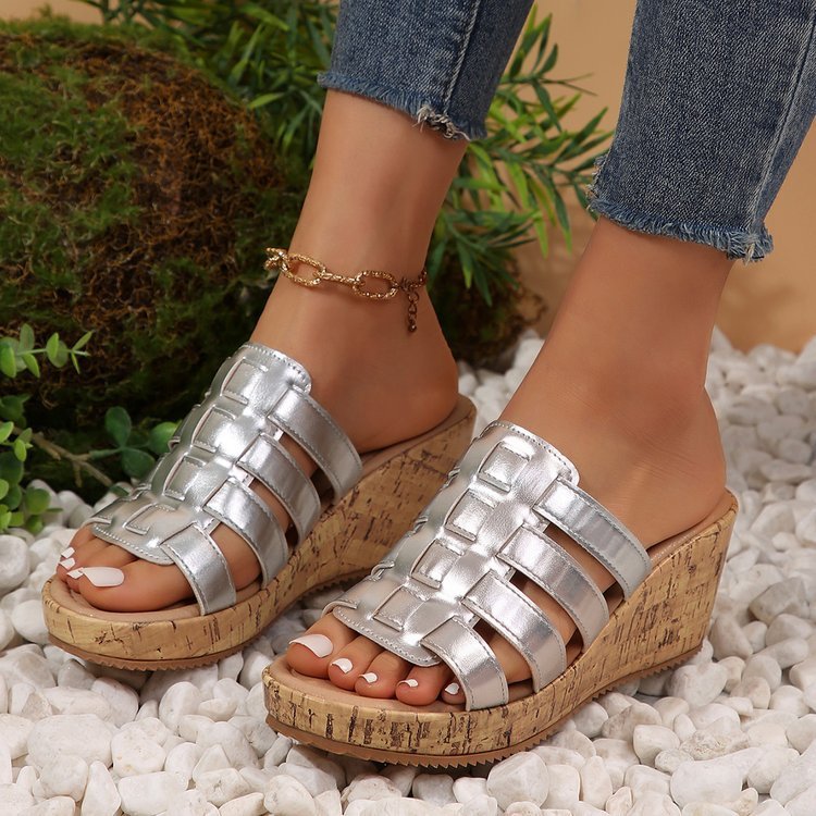 New European And American Wedge Peep Toe Roman Style Sandals