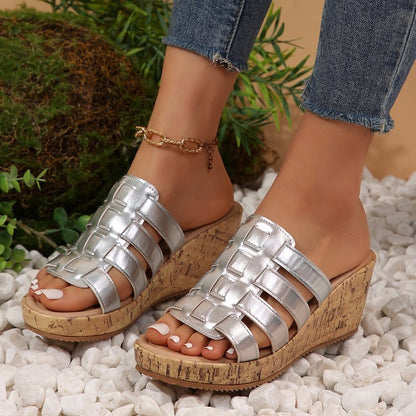 New European And American Wedge Peep Toe Roman Style Sandals